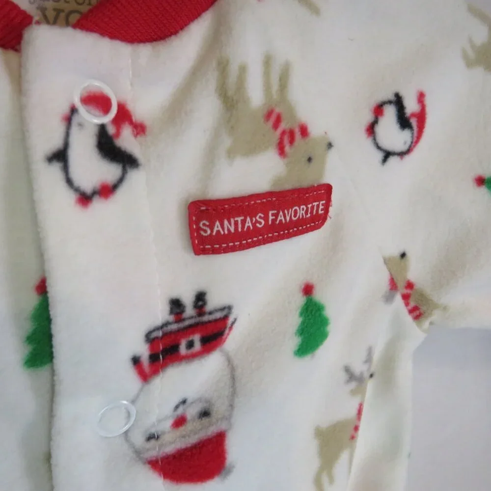 Baby Santa Christmas Footed Bodysuit Embroidered with Embroidered Bib